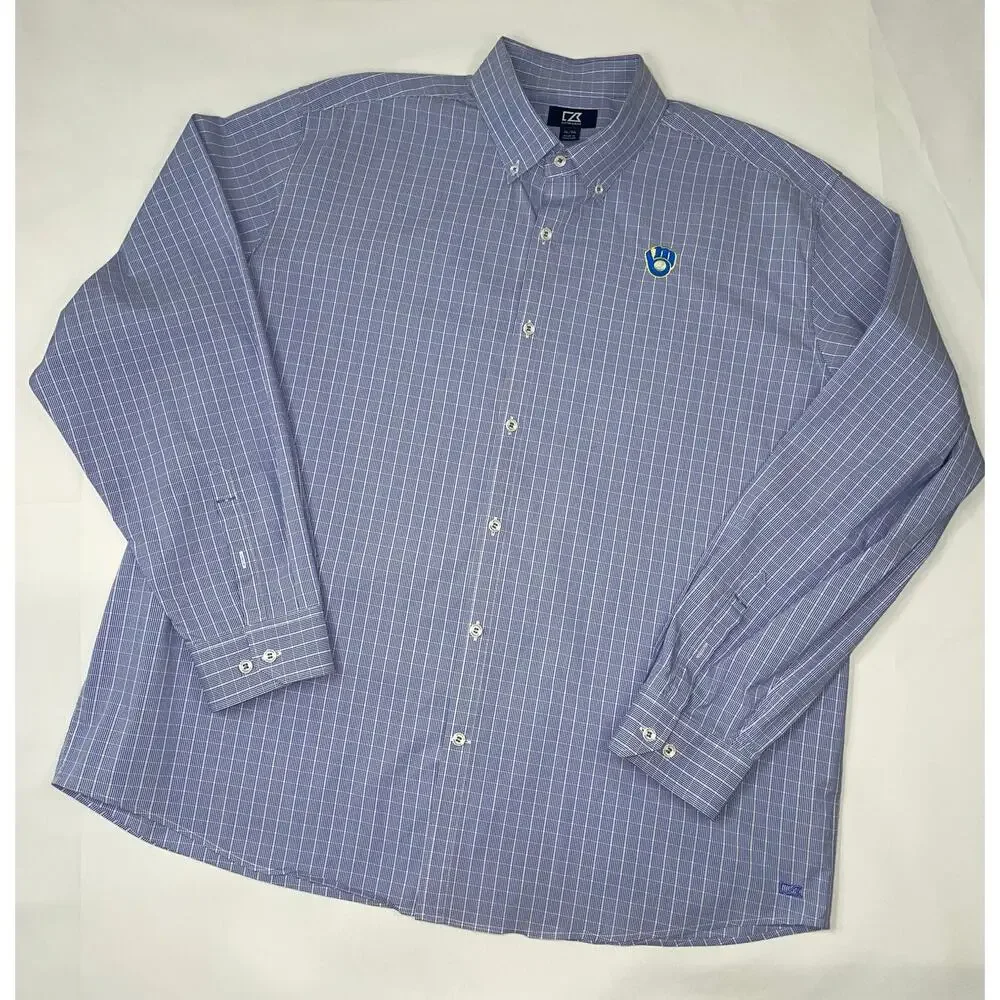 Cutter‎ Buck Mens Big Tall Button Down Shirt Milwaukee Brewers Logo XLG - Picture 7 of 10